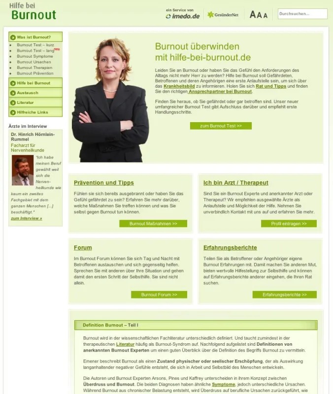 Spezialportal Hilfe bei Burnout
