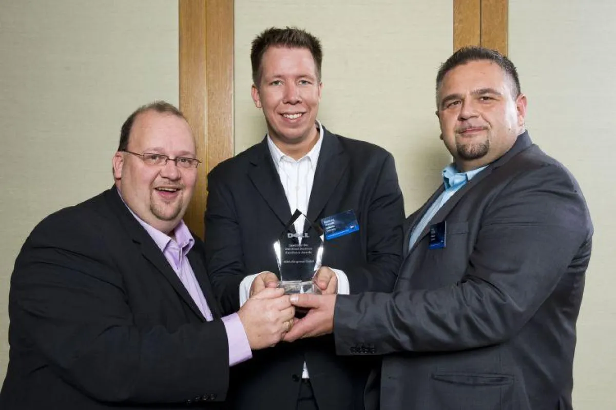 Das deutsche Gewinnerteam der 42media group GmbH (v.r. Anto Kordic, Matthias Wagner, Peter Dombrowski), Quelle Dell