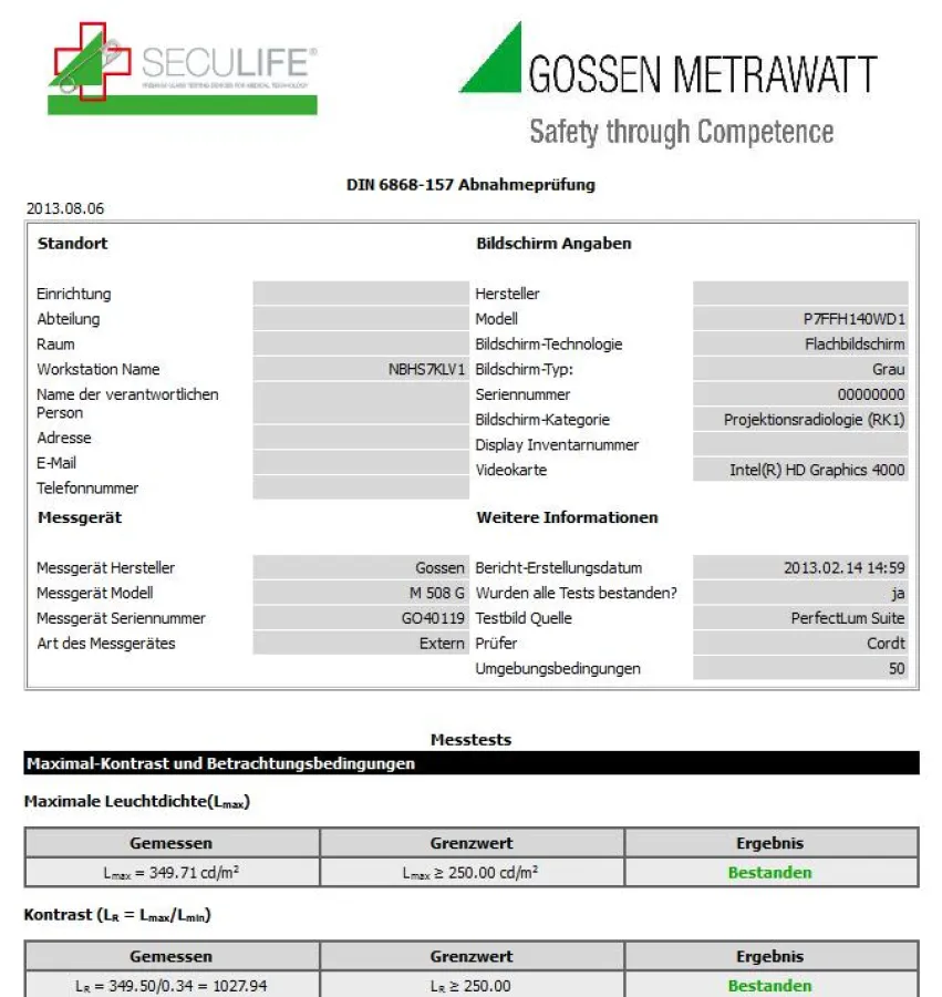 Abnahmeprotokoll nach V DIN6868-57