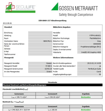 Bild: Softwarelösung für die Prüfung von Befundungsbildschirmen