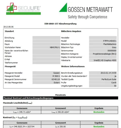 Bild: Softwarelösung für die Prüfung von Befundungsbildschirmen