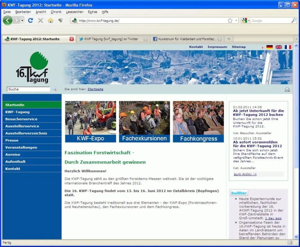 Die neue Startseite der Tagungshomepage