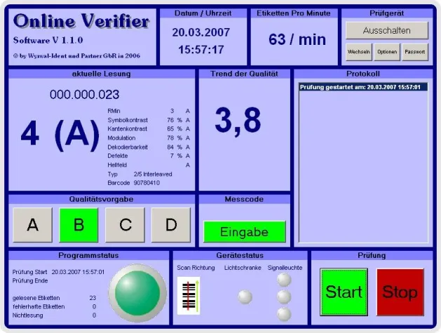 Bild: JR Barcode Verifier – Barcodeprüfung in der Produktlinie nach CEN/ANSI