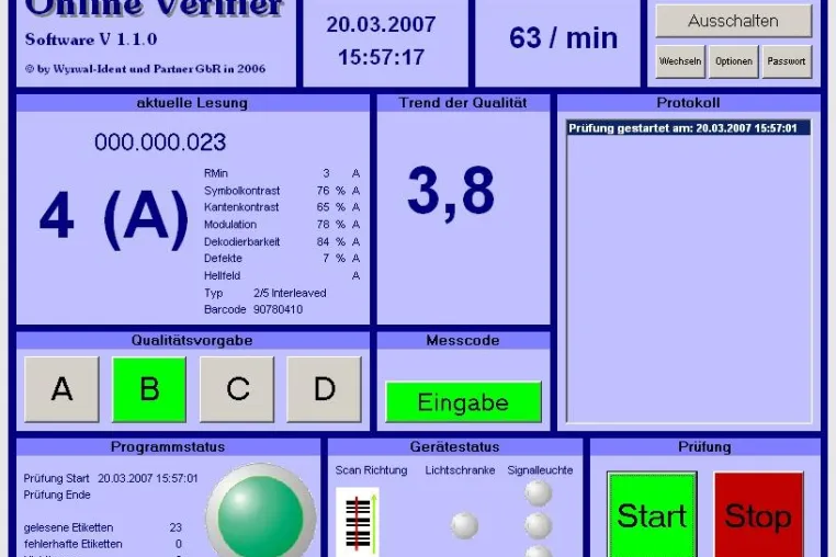 Bild: JR Barcode Verifier – Barcodeprüfung in der Produktlinie nach CEN/ANSI