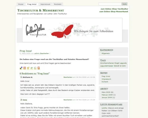 Bild: Lothar John Tischkultur geht mit neuem Blog online