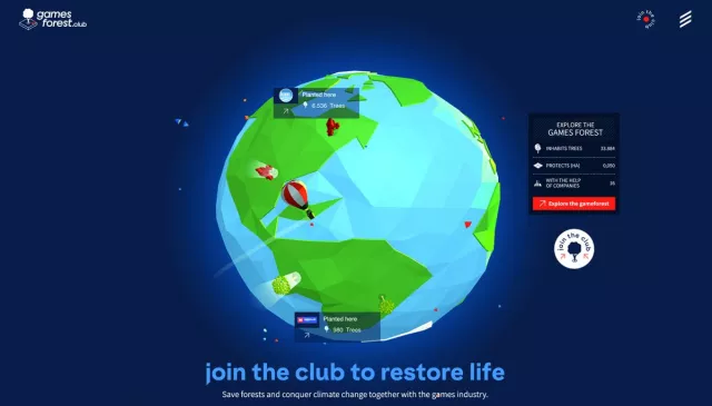 Bild: Die Netzbewegung lässt für GamesForest.Club digitale Bäume wachsen. 