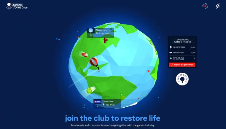 Bild: Die Netzbewegung lässt für GamesForest.Club digitale Bäume wachsen. 