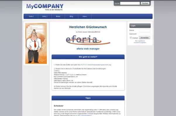 Bild: eforia web manager 5 freigegeben
