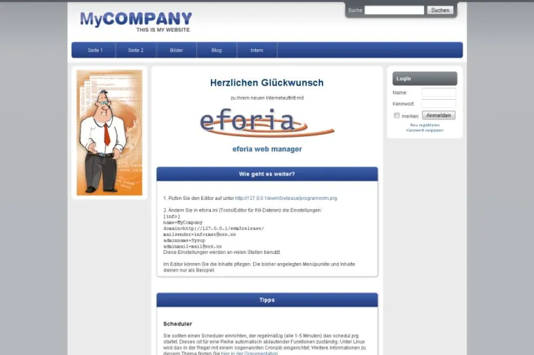 Bild: eforia web manager 5 freigegeben