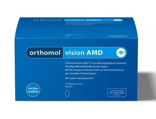 Bild: Zur Stärkung der Sehkraft Orthomol Vision AMD aus der Versandapotheke mediherz.de