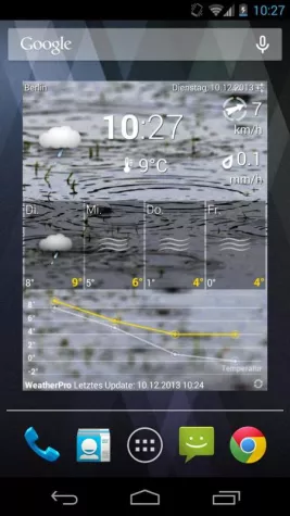 WeatherPro for Android 3.3 mit Wetterfoto, neuen Widgets und der Integration eigener Wetterstationen Bild: WeatherPro for Android 3.3 mit Wetterfoto, neuen Widgets und der Integration eigener Wetterstationen