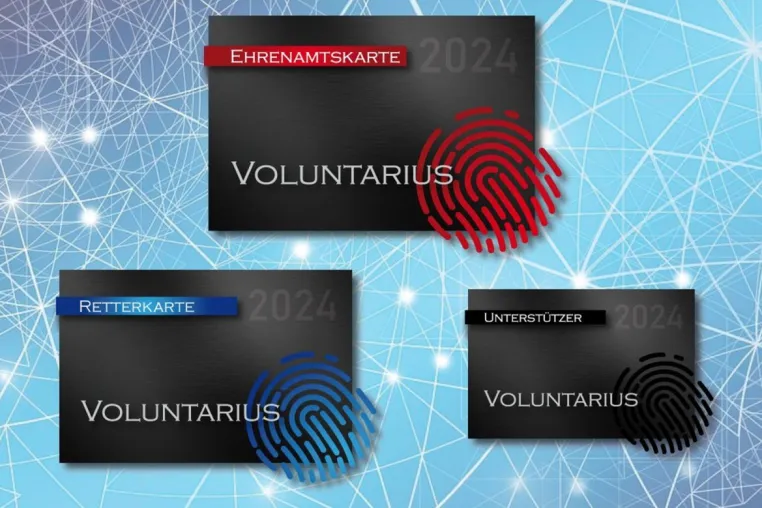 Bild: Neue Ehrenamtskarte und Retterkarte von Voluntarius