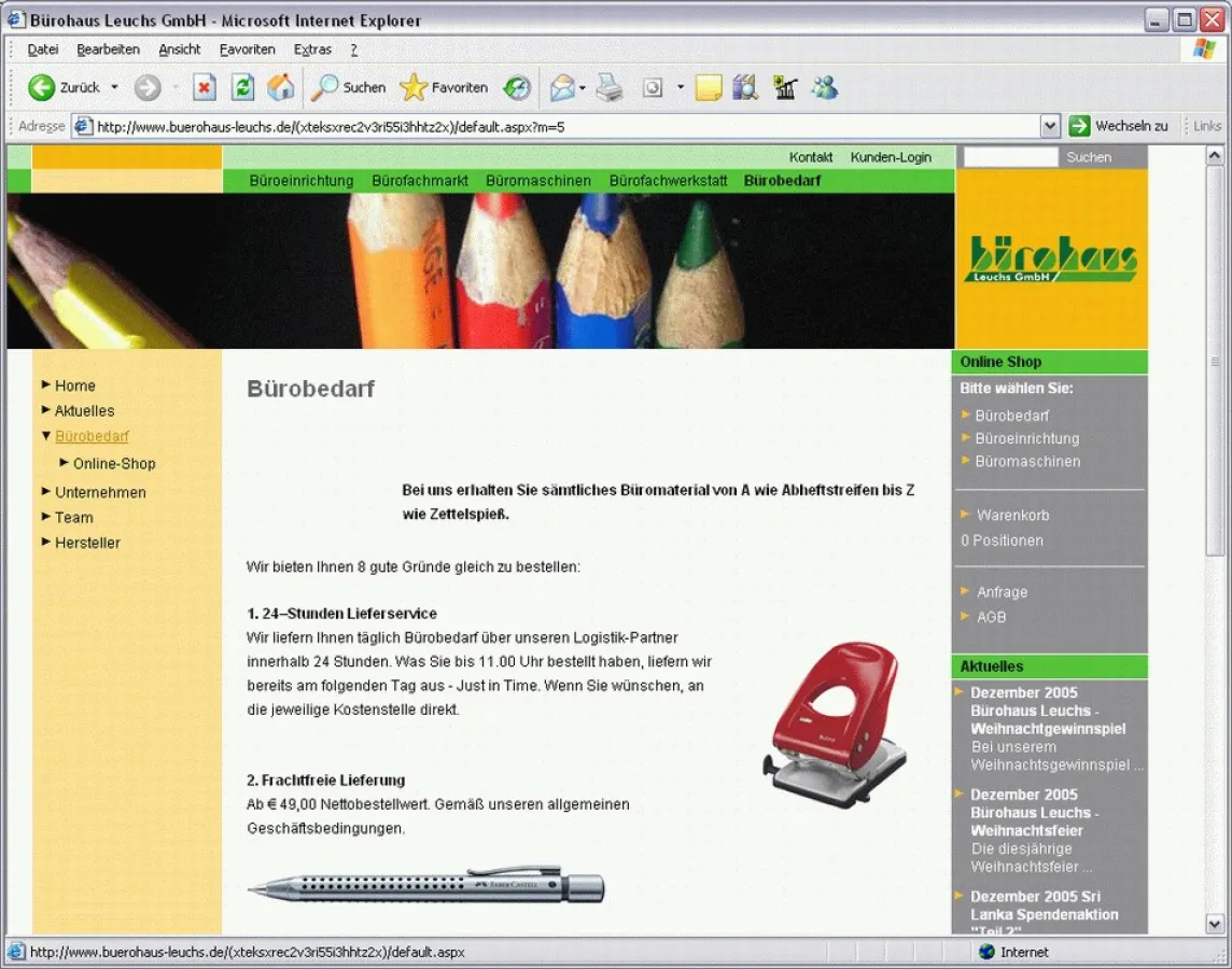 Relaunch der Informationsplattform www.buerohaus-leuchs.de mit Online-Shop