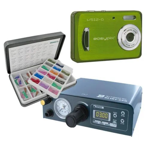 Bild: Digitales Dosiergerät SL 101 mit Dosiernadelsortiment und Digitalkamera