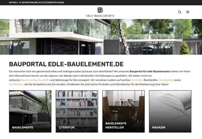 Bild: Bauportal Edle-Bauelemente.de nach Relaunch im neuen Design