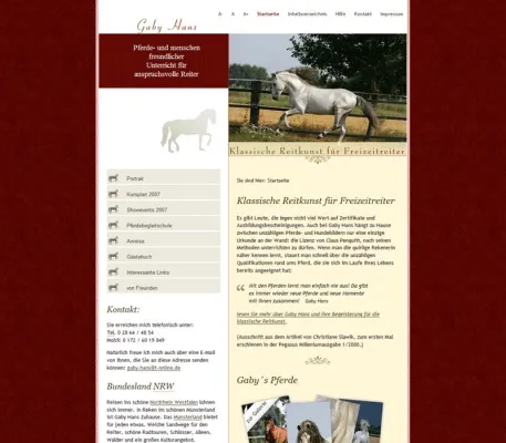 Bild: Klassische Reitkunst für Freizeitreiter relauncht - barrierefrei von think green umgesetzt