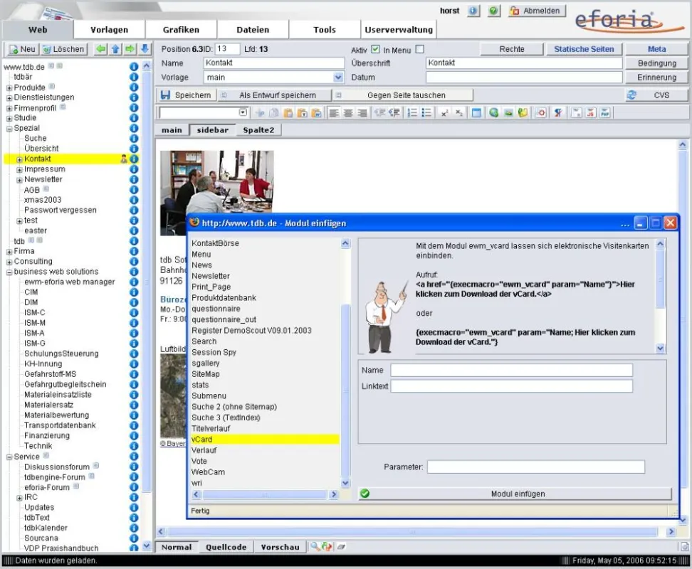 Screenshot eforia web manager 4