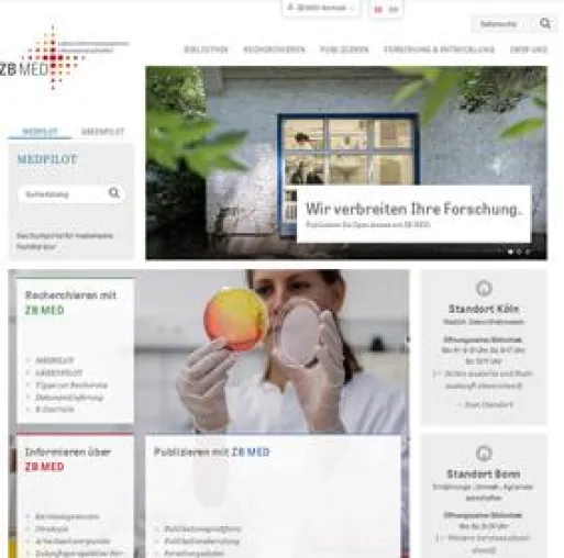 Neue Website www.zbmed.de Bild: Neue Website www.zbmed.de
