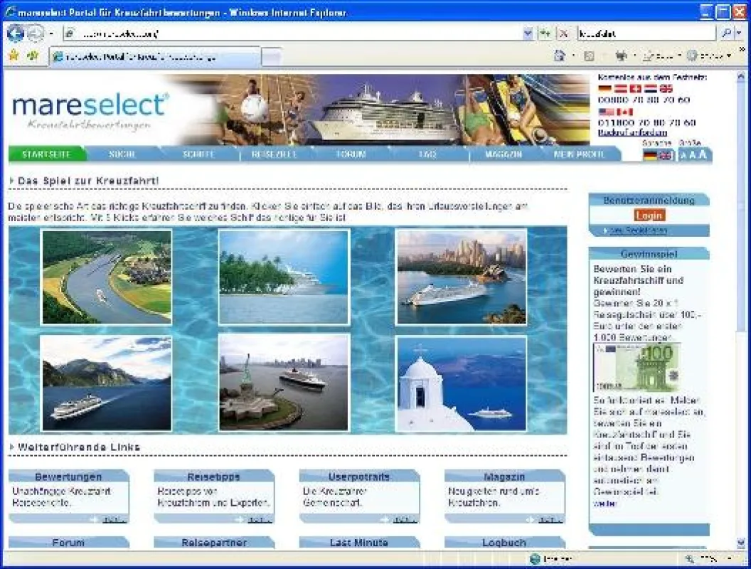 Auf der Startseite www.mareselect.com wird der Internetnutzer zu einem schnellen, visuellen Spiel eingeladen.