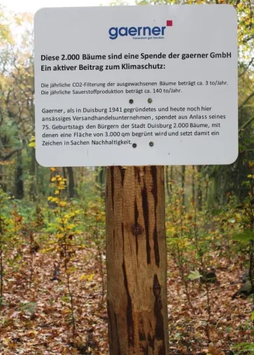 75 Jahre gaerner: Baumspende für Duisburger Stadtwald Bild: 75 Jahre gaerner: Baumspende für Duisburger Stadtwald