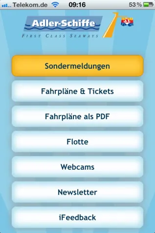 Bild: Mobile Seite von Adler-Schiffe geht ans Netz