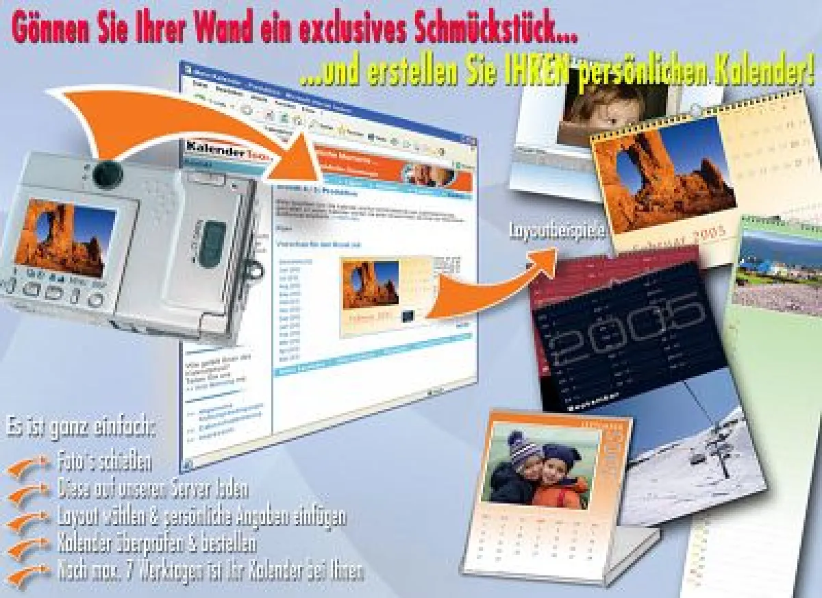 In drei Schritten zum eigenen Fotokalender: www.meinkalendertool.de