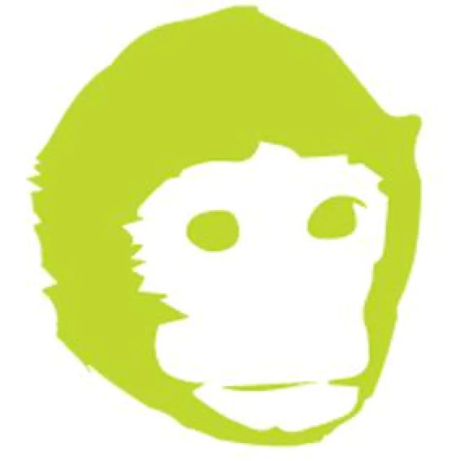 Das Signet des grünen Werbeaffens