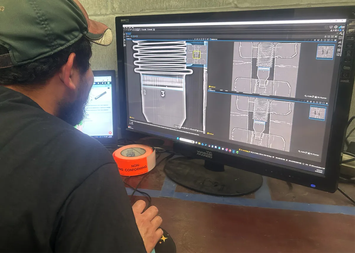 Röntgenprüfung von Metallbälgen mittels Flachdetektor und Röntgeninspektionssoftware D-Tect X