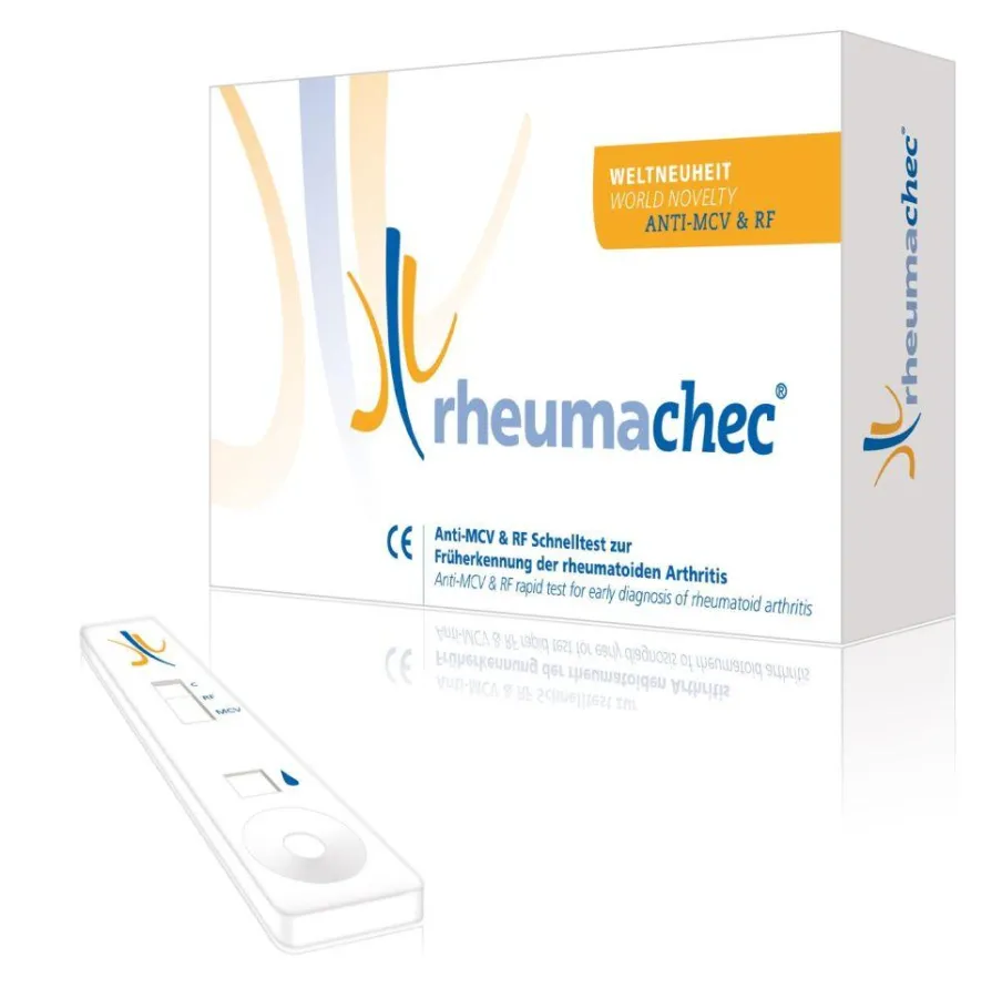 Ein Tropfen Blut reicht aus: Der rheumachec®-Schnelltest weist eine rheumatoide Arthritis innerhalb von Minuten zuverlässig nach. (Abdruck frei)