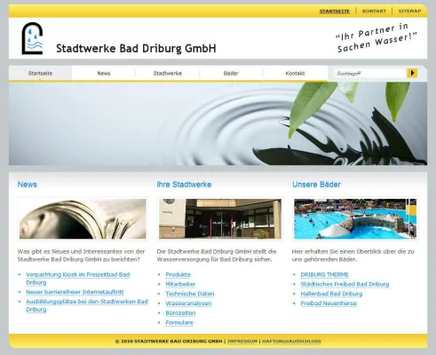 Bild: Relaunch der Website der Stadtwerke Bad Driburg GmbH