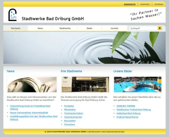 Bild: Relaunch der Website der Stadtwerke Bad Driburg GmbH