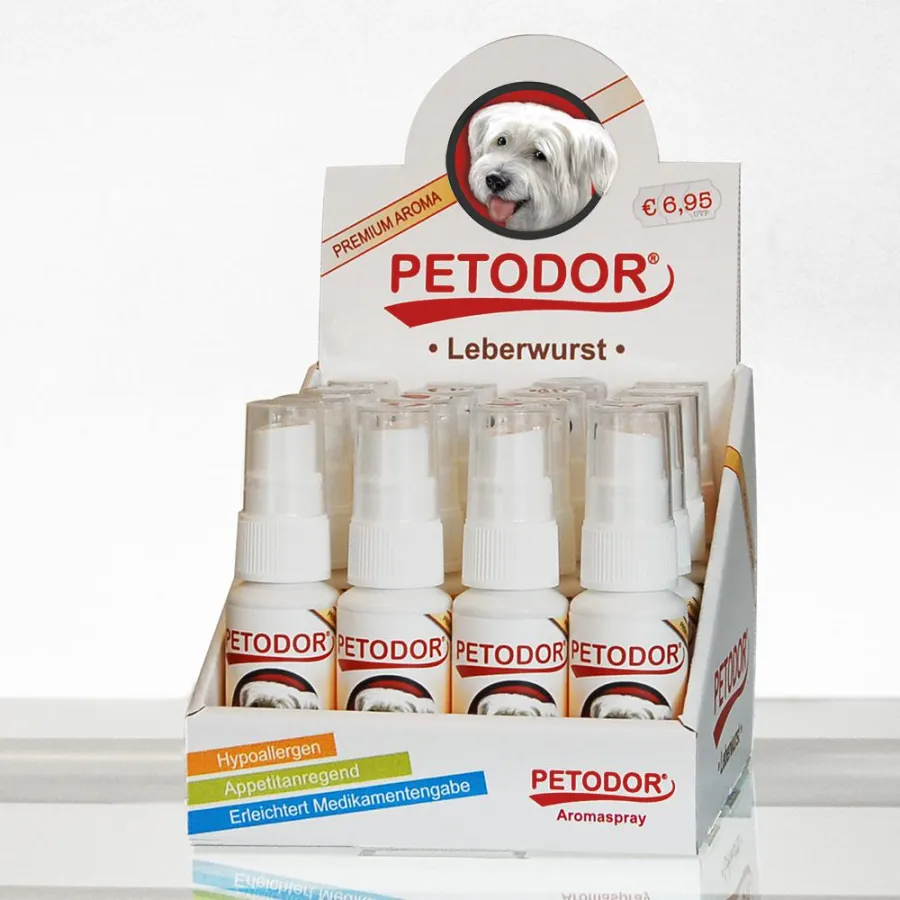Petodor Aromaspray Leberwurst im Thekendisplay