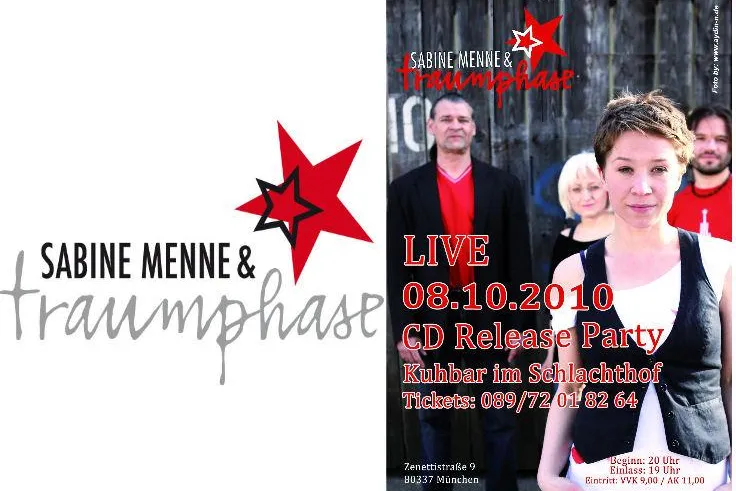 Bild: Sabine Menne "Ohne Schminke"- das erste Album ihrer Band Traumphase ab 08.10.10