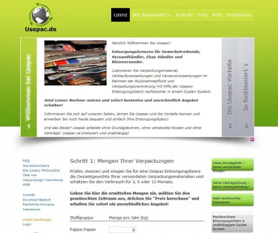Usepac.de – Bremer Startup vermittelt preiswerte Entsorgungslizenzen und lizenziert Verpackungen online Bild: Usepac.de – Bremer Startup vermittelt preiswerte Entsorgungslizenzen und lizenziert Verpackungen online