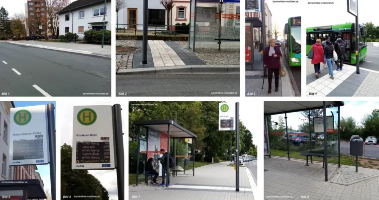 Bild: Bushaltestellen im öffentlichen Verkehrsraum - oft nicht barrierefrei