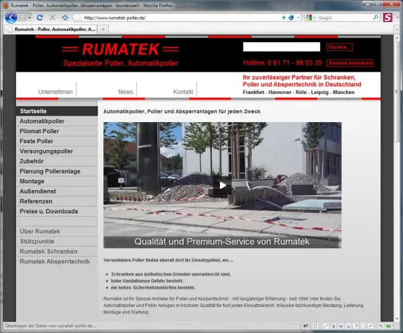 Bild: Rumatek präsentiert Angebot Poller, Automatikpoller und Polleranlagen auf neuer Spezial-Website