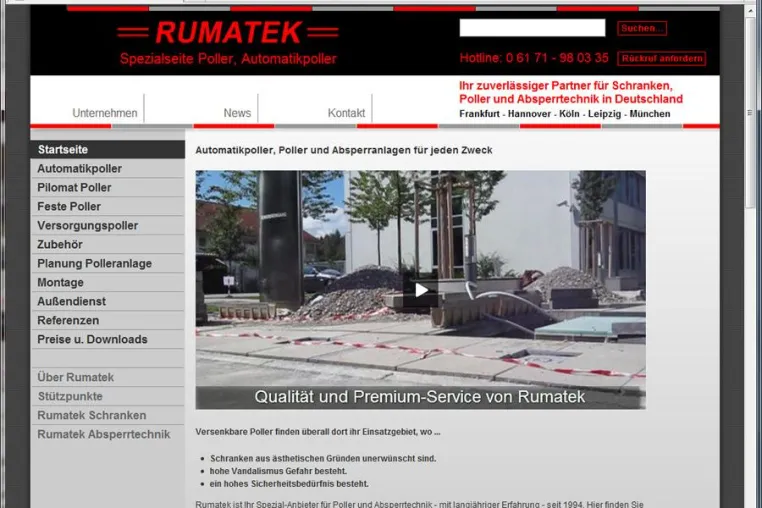 Bild: Rumatek präsentiert Angebot Poller, Automatikpoller und Polleranlagen auf neuer Spezial-Website