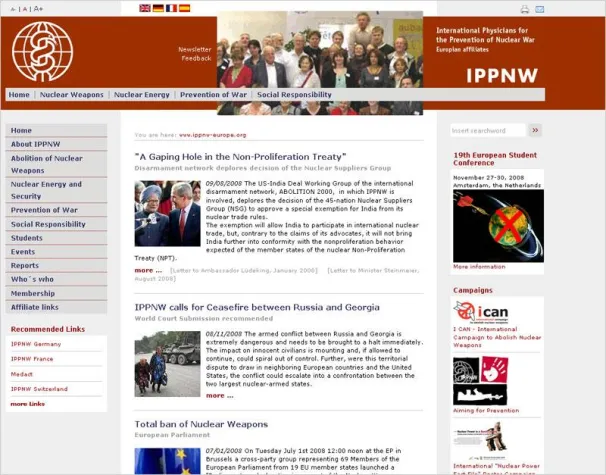 Bild: Neues Internet-Portal der Europäischen IPPNW gestartet