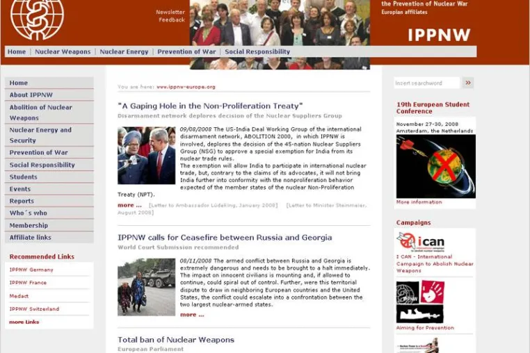 Bild: Neues Internet-Portal der Europäischen IPPNW gestartet