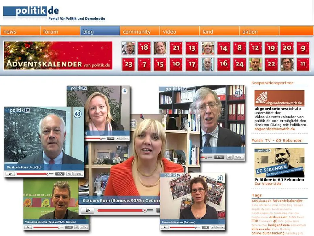 Politiker in 60 Sekunden: Video-Adventskalender von politik.de