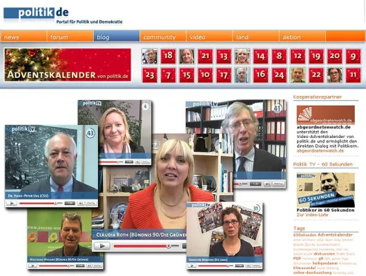 Politprominenz hinter Türchen: Heute „Nikoläusin“ Claudia Roth im Video-Adventskalender Bild: Politprominenz hinter Türchen: Heute „Nikoläusin“ Claudia Roth im Video-Adventskalender