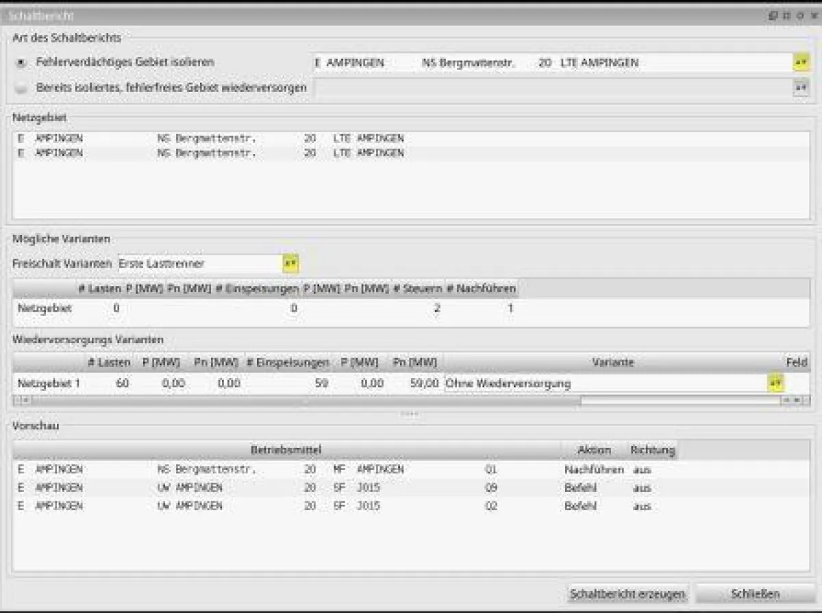 PSIcontrol übernimmt das Ergebnis der Störungsanalyse in den Störbericht.