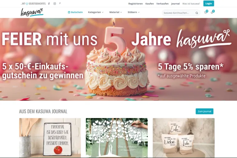 5 Jahre DIY-Marktplatz kasuwa - die größte deutsche Plattform für Selbstgemachtes ist auf einem guten Weg Bild: 5 Jahre DIY-Marktplatz kasuwa - die größte deutsche Plattform für Selbstgemachtes ist auf einem guten Weg