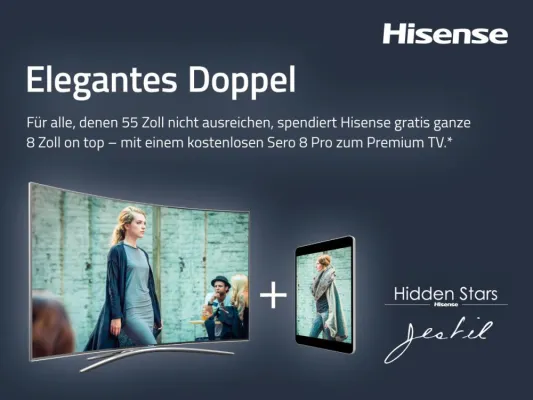 Bild: Elegantes Doppel: Gratis Tablet für alle Hisense Premium TV Käufer