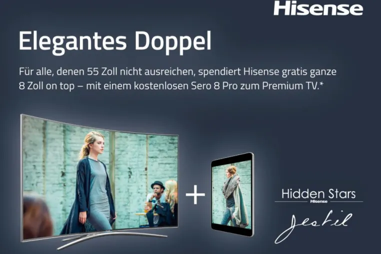 Bild: Elegantes Doppel: Gratis Tablet für alle Hisense Premium TV Käufer