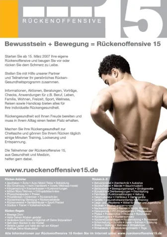Bild: Rückenoffensive 15 startet am 15. März 2007 mit einer 24-monatigen Rücken-Gesundheitstour durch Deutschland