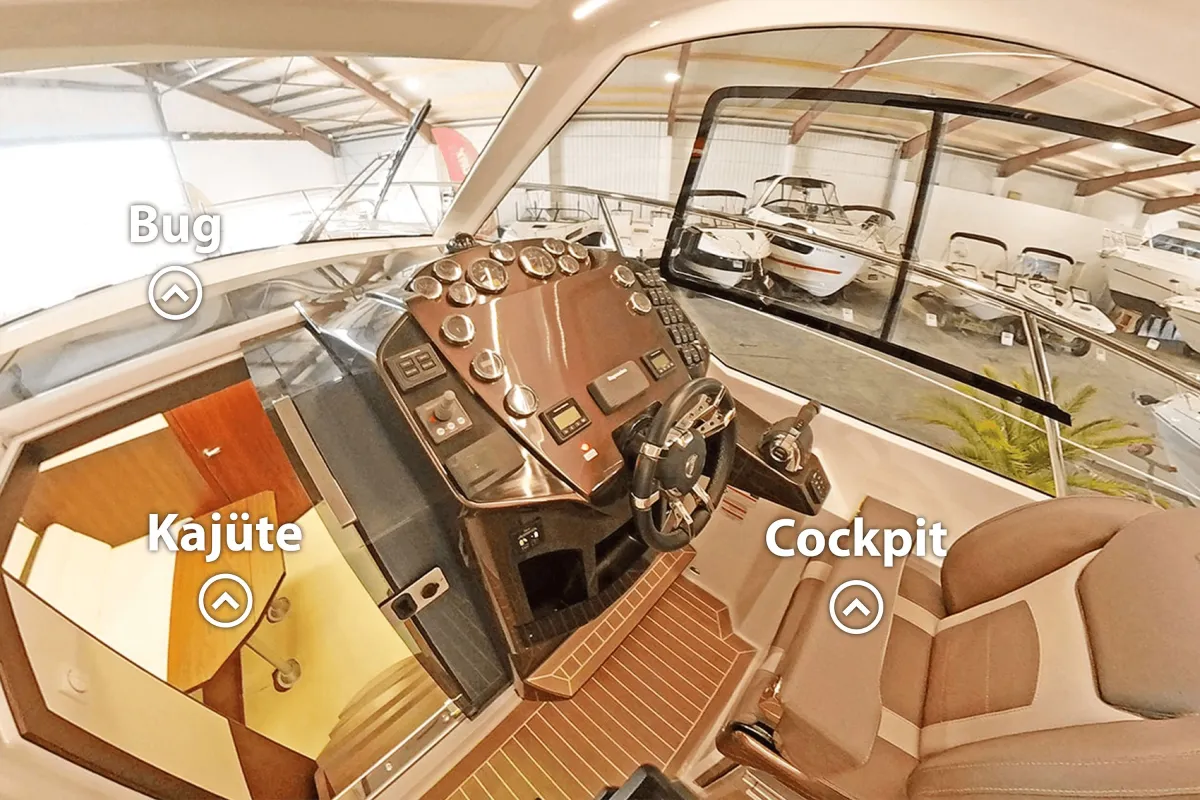 Galeon 335 HTS in der 360-Grad-Tour des BootCenter Konstanz (© BootCenter Konstanz)