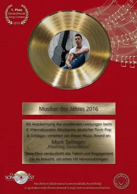 Gold-Auszeichnung: Die Preisträger des Deutschmusik Song Contest 2016 Bild: Gold-Auszeichnung: Die Preisträger des Deutschmusik Song Contest 2016