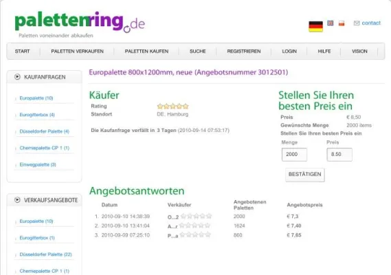 Bild: palettenring.de ermöglicht mehr Preistransparenz im Palettenhandel