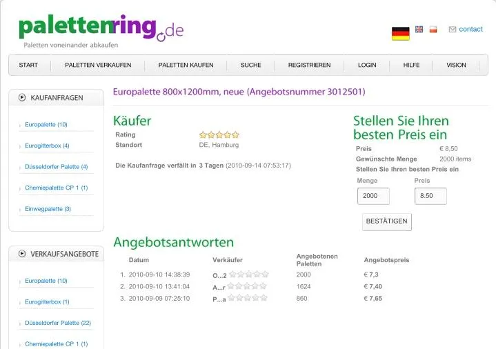 Bild: palettenring.de ermöglicht mehr Preistransparenz im Palettenhandel